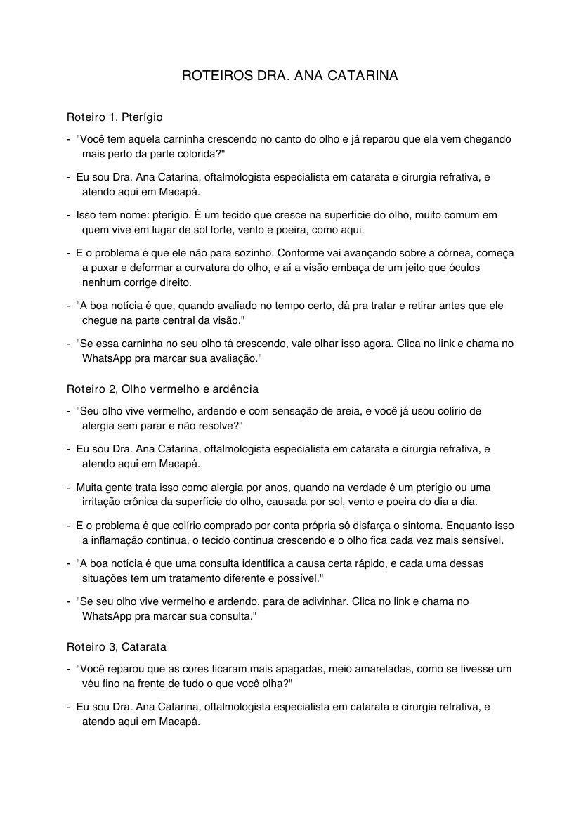 Guiões de vídeo para a Dra. Ana Catarina